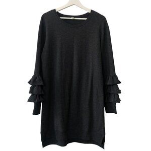 BP Nordstrom Charcoal Tiered Ruffle Oversized Sweatshirt Dress M